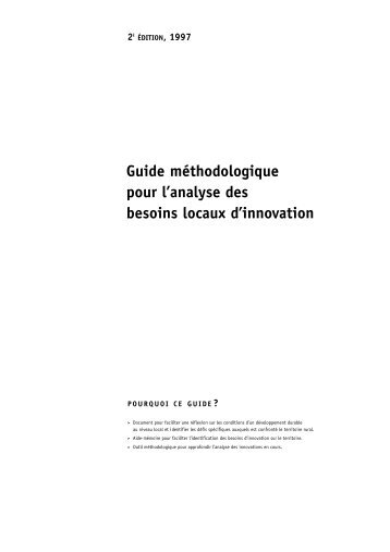 Guide méthodologique pour l'analyse des besoins locaux d'innovation