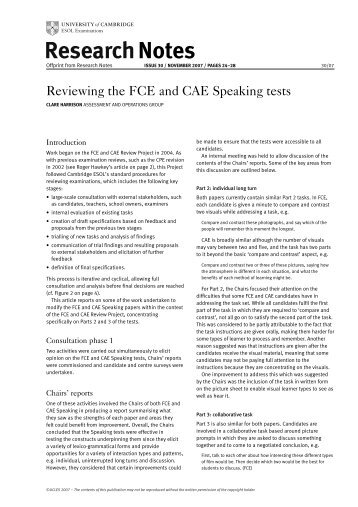 Reviewing the FCE and CAE Speaking tests