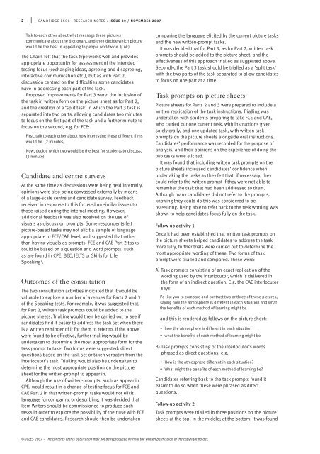 Reviewing the FCE and CAE Speaking tests