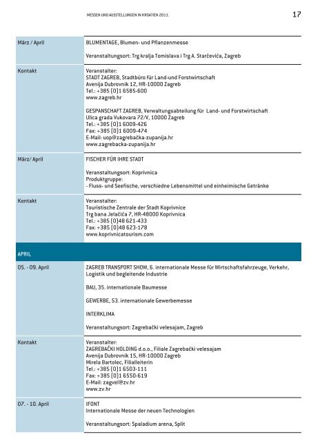 KALENDER Messen und Ausstellungen in Kroatien