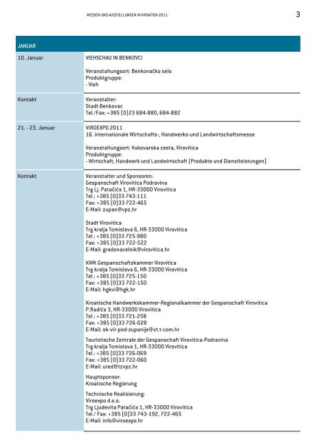 KALENDER Messen und Ausstellungen in Kroatien