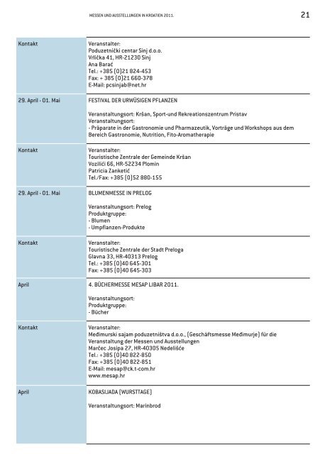 KALENDER Messen und Ausstellungen in Kroatien