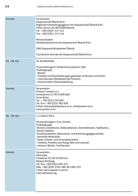 KALENDER Messen und Ausstellungen in Kroatien