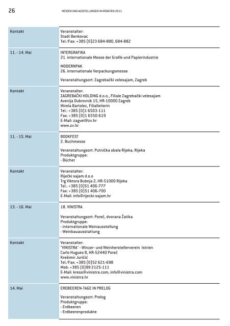 KALENDER Messen und Ausstellungen in Kroatien