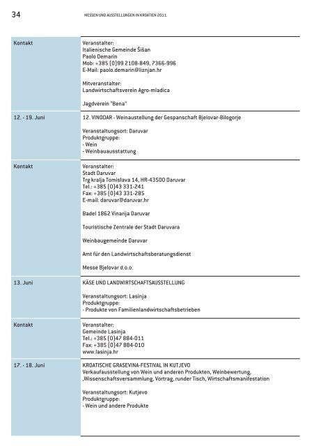 KALENDER Messen und Ausstellungen in Kroatien