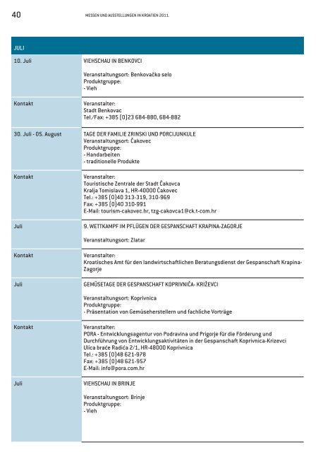 KALENDER Messen und Ausstellungen in Kroatien