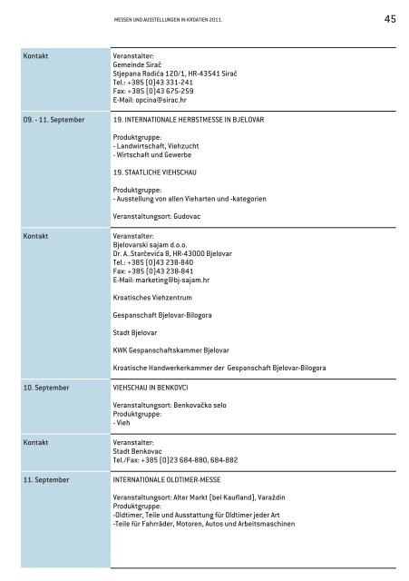 KALENDER Messen und Ausstellungen in Kroatien