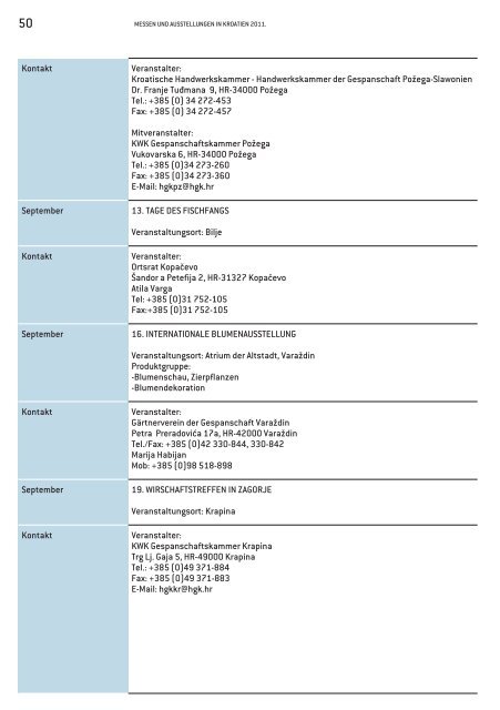 KALENDER Messen und Ausstellungen in Kroatien