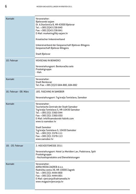 KALENDER Messen und Ausstellungen in Kroatien