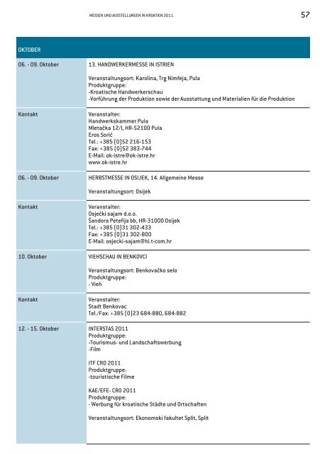 KALENDER Messen und Ausstellungen in Kroatien