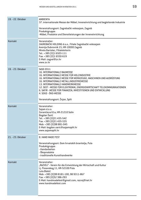 KALENDER Messen und Ausstellungen in Kroatien