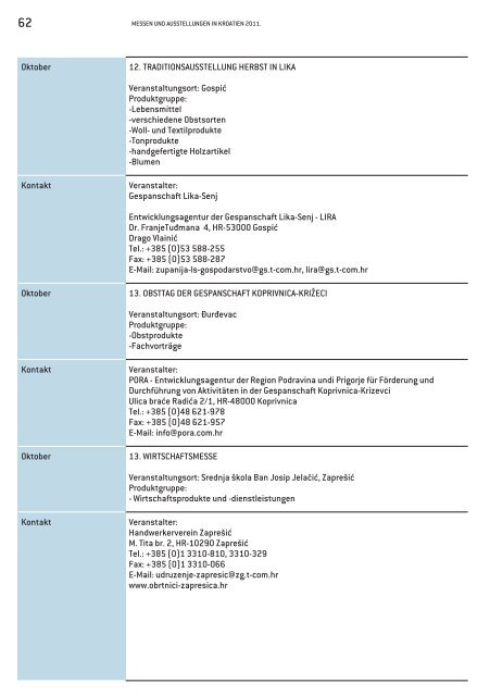 KALENDER Messen und Ausstellungen in Kroatien