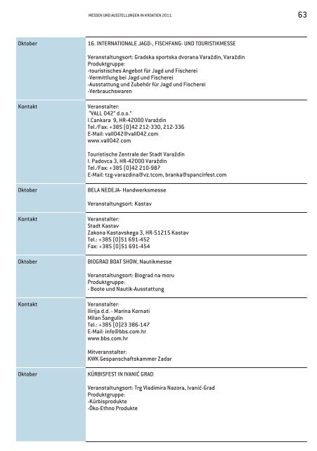 KALENDER Messen und Ausstellungen in Kroatien