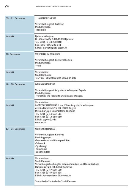 KALENDER Messen und Ausstellungen in Kroatien