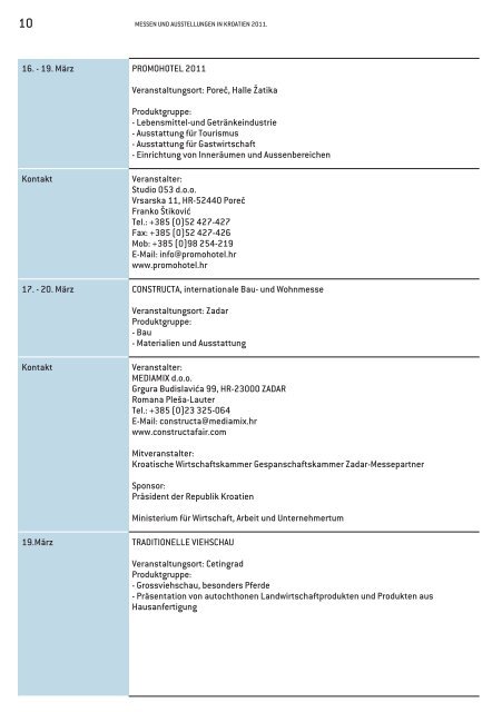KALENDER Messen und Ausstellungen in Kroatien