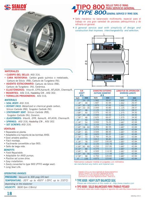 Sellos mecanicos - sealco sa