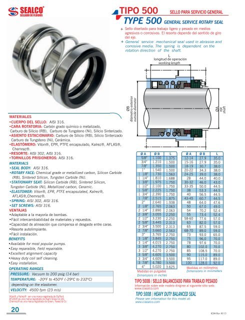 Sellos mecanicos - sealco sa