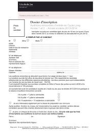 Dossier d'inscription - Ecole du jeu