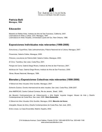 Patricia Belli EducaciÃ³n Exposiciones Individuales mÃ¡s relevantes ...