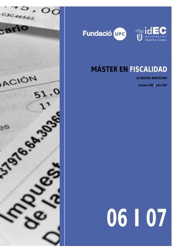 MÃSTER EN FISCALIDAD - IDEC - Universitat Pompeu Fabra