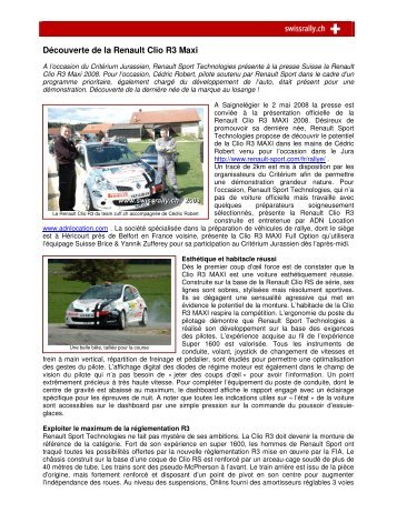 DÃ©couverte de la Renault Clio R3 Maxi - Championnat suisse des ...