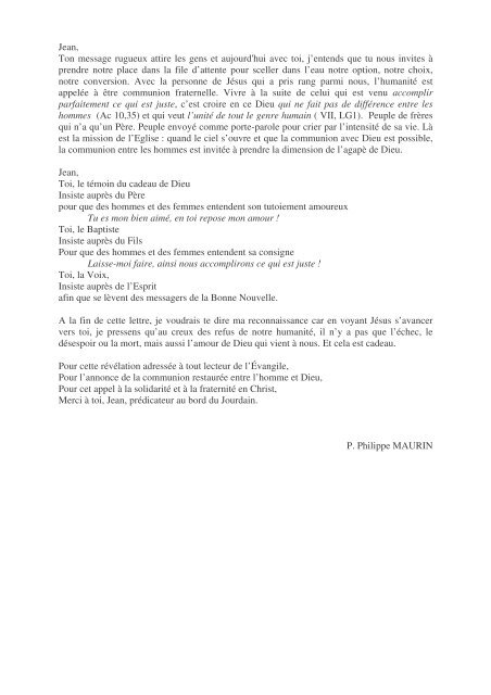 Lettre ouverte Ã  Jean-Baptiste