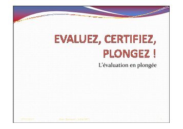 L'EVALUATION en PlongÃ©e