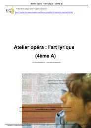 Atelier opÃ©ra (l'art lyrique) 4Ã¨me A - Le collÃ¨ge Saint ExupÃ©ry Ã  ...