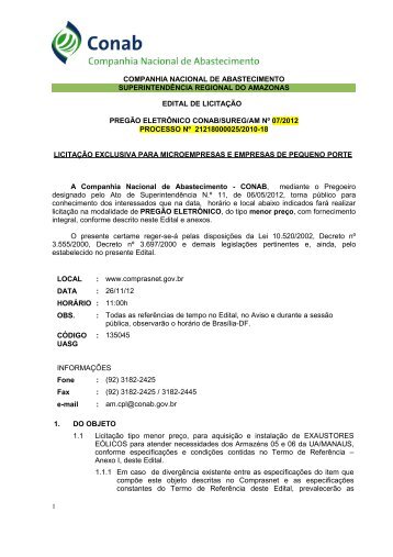Aquisição e instalação de Exaustores Eólicos. (.pdf) - Conab