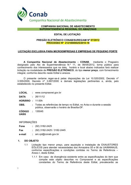 Aquisição e instalação de Exaustores Eólicos. (.pdf) - Conab