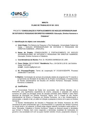 abrir o plano de trabalho. - PrÃ³-Reitoria de AdministraÃ§Ã£o e FinanÃ§as