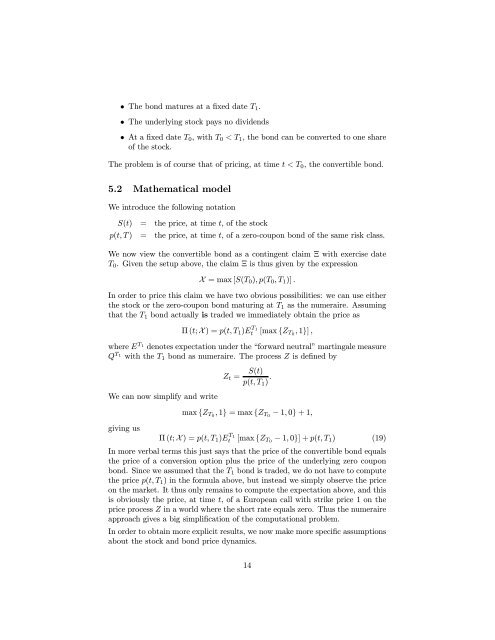 ON THE USE OF NUMERAIRES IN OPTION PRICING by Simon ...