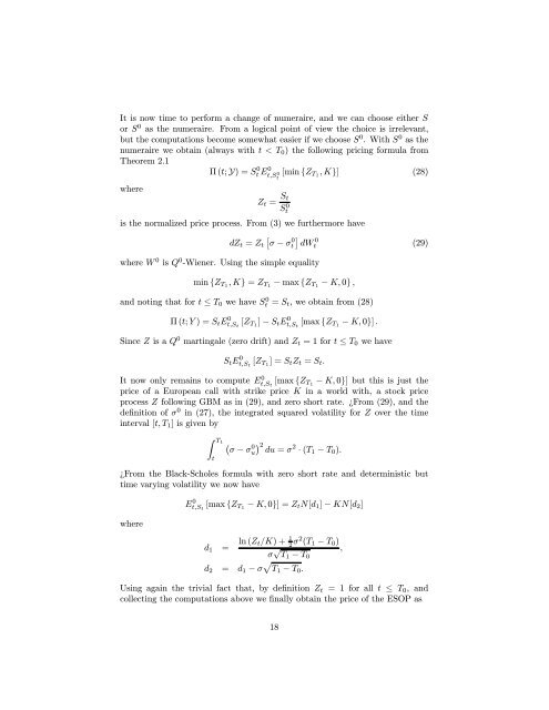 ON THE USE OF NUMERAIRES IN OPTION PRICING by Simon ...