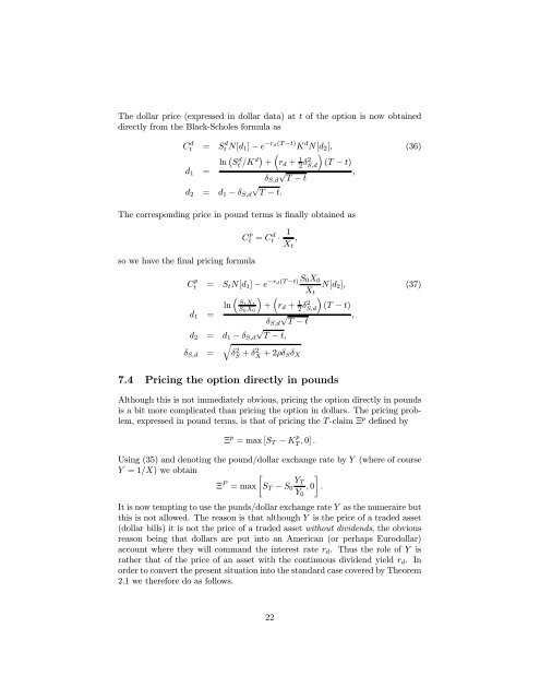 ON THE USE OF NUMERAIRES IN OPTION PRICING by Simon ...