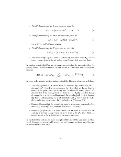 ON THE USE OF NUMERAIRES IN OPTION PRICING by Simon ...
