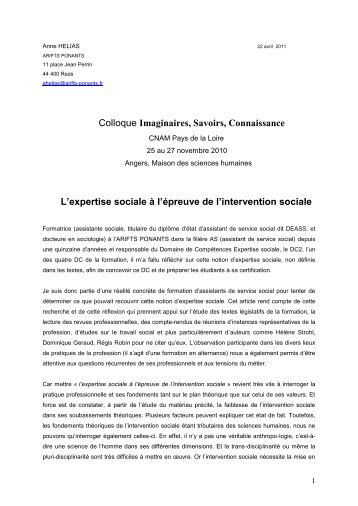 Colloque Imaginaires, Savoirs, Connaissance L'expertise ... - Arifts