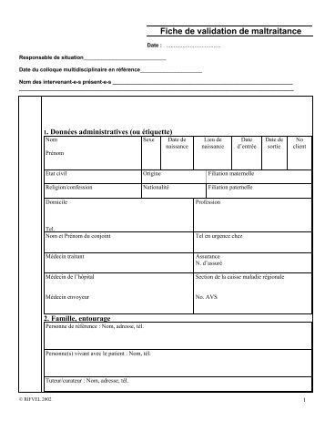 Fiche de validation de maltraitance