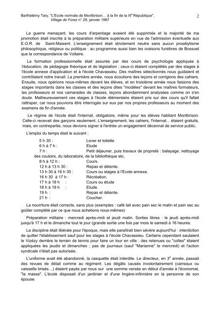 BarthÃ©lÃ©my Tary, "L'Ecole normale de Montbrison ... - Forez histoire