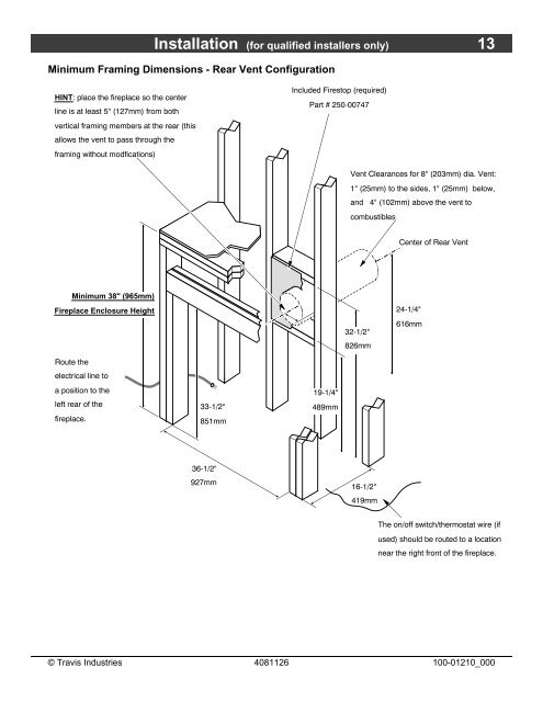 Installation Manual - Fireplaces