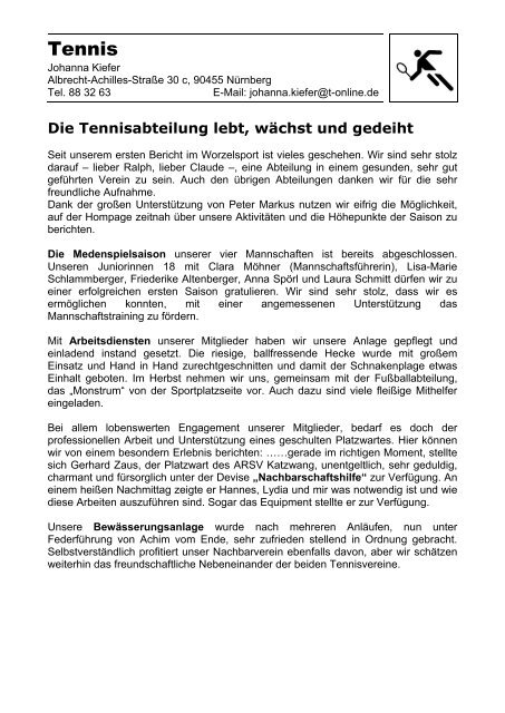 Die Tennisabteilung lebt, wächst und gedeiht - SC Worzeldorf