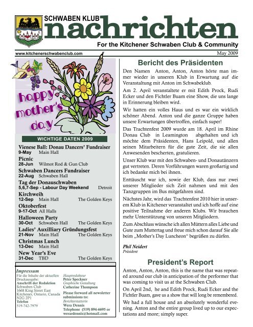 May 2009 - Kitchener Schwaben Club