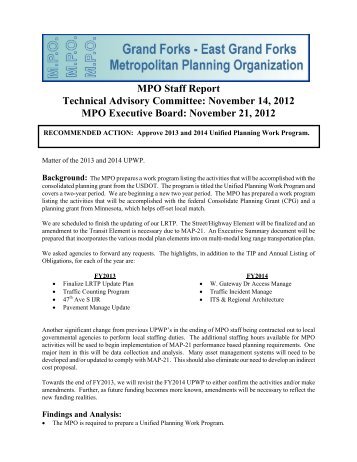November 14, 2012 MPO Executive Board: November 21, 2012