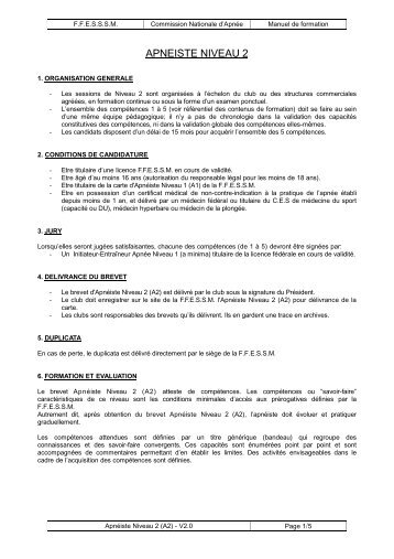 APNEISTE NIVEAU 2 - Commission nationale d'apnÃ©e - ffessm