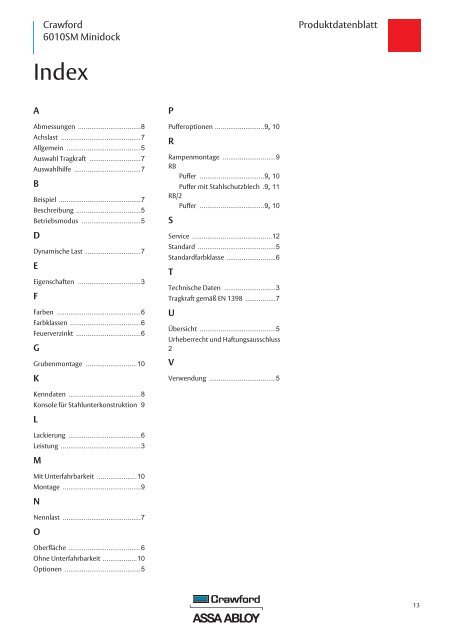 Produktdatenblatt - Crawford hafa GmbH