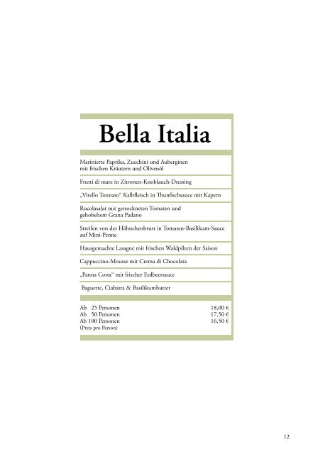 Cucina e Delicatezze Sedici Catering Catalog - im Sedici