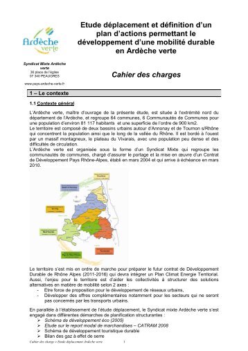 Cahier des charges etude dÃ©placement ardÃ¨che verte