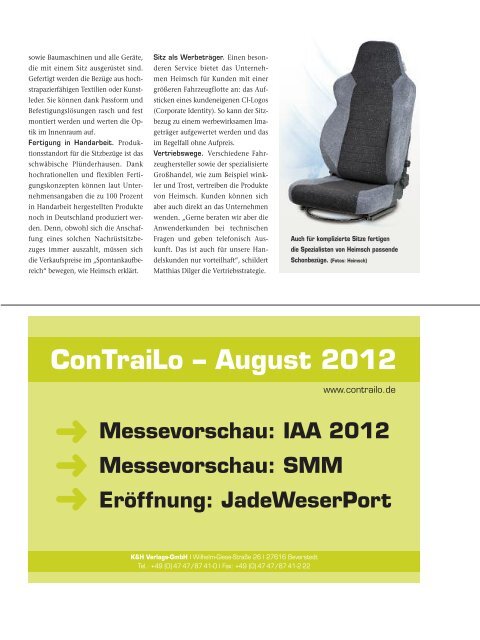 ConTraiLo – August 2012 Messevorschau: IAA 2012 ... - Tagesaktuell