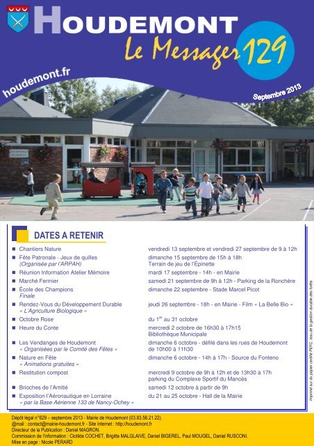 Messager nÂ° 129 septembre 2013 - MAIRIE DE HOUDEMONT