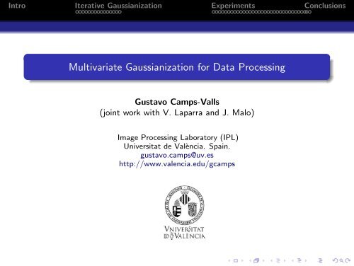 Multivariate Gaussianization for Data Processing