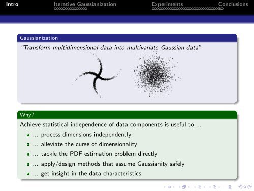 Multivariate Gaussianization for Data Processing